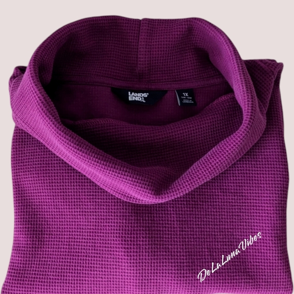 Lands' End Magenta Turtle Neck w/Drawstring at Bottom Activewear Sweatshirt EUC - Picture 1 of 7